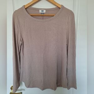 Old Navy Women's Lightweight Ribbed Nude Pink Blush Plush Long Sleeve Top